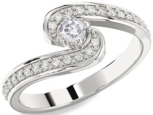 Salt & Pepper Diamond Silver Round Pave Promise Ring