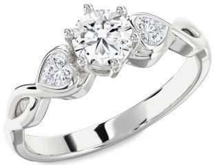 Diamond White Gold Heart Three Stone Engagement Ring