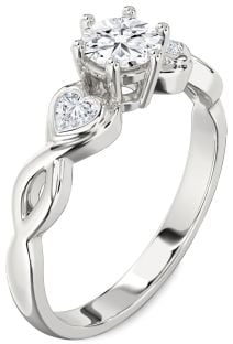 Diamond White Gold Heart Three Stone Engagement Ring