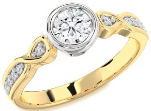 Diamond White Yellow Gold Round Solitaire Engagement Ring
