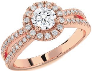 Diamond Rose Gold Halo Round Pave Engagement Ring