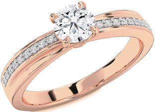 Diamond Rose Gold Silver Round Solitaire Engagement Ring