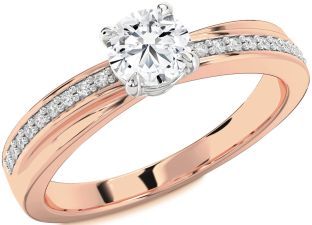 Diamond Rose Gold Silver Round Solitaire Engagement Ring
