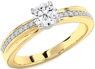 Diamond Gold Silver Round Solitaire Engagement Ring