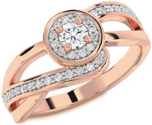Diamond Rose Gold Halo Round Promise Ring