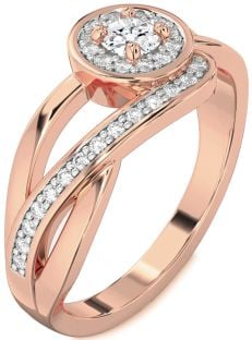 Diamond Rose Gold Halo Round Promise Ring