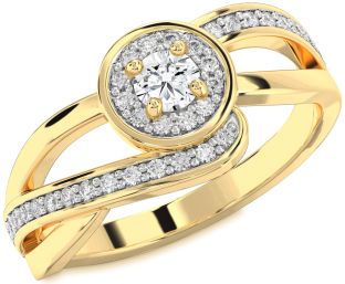Diamond Gold Halo Round Promise Ring