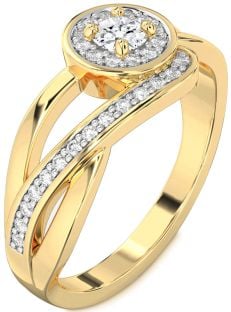 Diamond Gold Halo Round Promise Ring