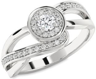 Diamond White Gold Halo Round Promise Ring