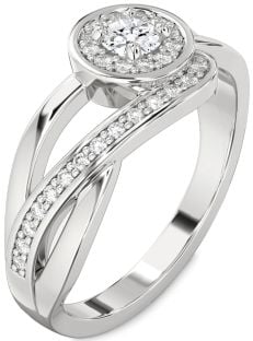 Diamond Platinum Halo Round Promise Ring
