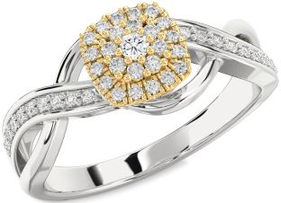 Diamond Silver & 10K gold Infinity Round Promise Ring