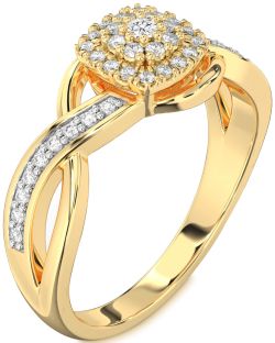 Diamond Gold Infinity Round Promise Ring