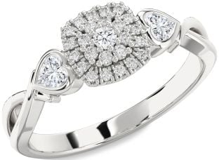 Diamond Platinum Heart Three Stone Engagement Ring