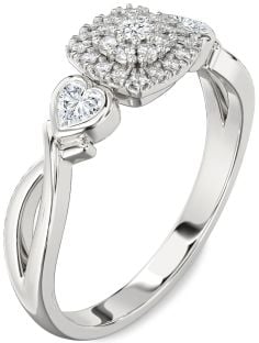Diamond White Gold Heart Three Stone Engagement Ring