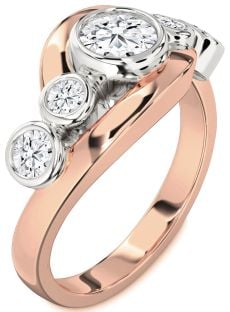 Diamond White Rose Gold Round Engagement Ring