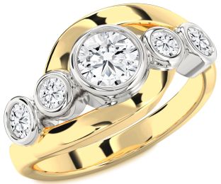 Diamond White Yellow Gold Round Engagement Ring