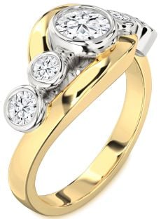 Diamond White Yellow Gold Round Engagement Ring
