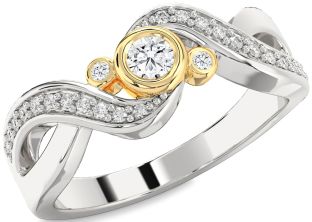 Diamond Silver & 10K gold Infinity Round Promise Ring