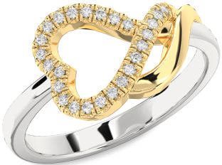 Diamond Silver & 10K gold Heart Ring