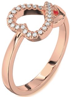 Diamond Rose Gold Heart Ring