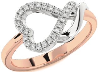 Diamond Platinum & Rose Gold Heart Ring