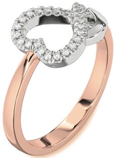 Diamond White Rose Gold Heart Ring