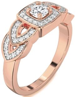Diamond Rose Gold Halo Round Promise Ring