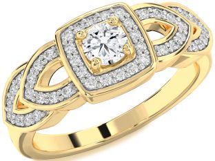 Diamond Gold Halo Round Promise Ring