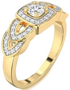 Diamond Gold Halo Round Promise Ring
