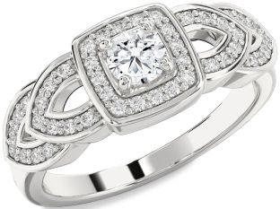 Diamond White Gold Halo Round Promise Ring