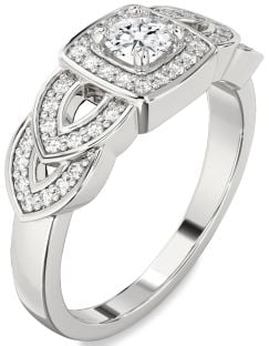 Diamond Platinum Halo Round Promise Ring