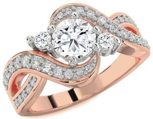 Diamond Platinum & Rose Gold Round Three Stone Engagement Ring