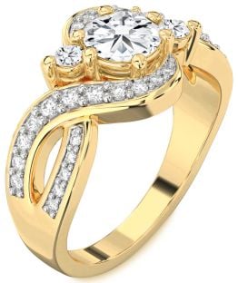 Diamond Gold Round Three Stone Engagement Ring