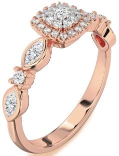 Diamond Rose Gold Halo Round Promise Ring