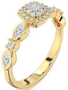Diamond Gold Halo Round Promise Ring