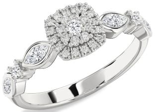 Diamond White Gold Halo Round Promise Ring