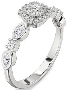 Diamond White Gold Halo Round Promise Ring