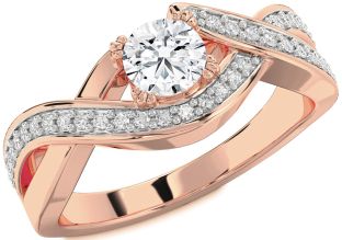 Diamond Rose Gold Silver Infinity Round Solitaire Engagement Ring