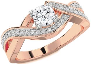 Diamond Rose Gold Silver Infinity Round Solitaire Engagement Ring