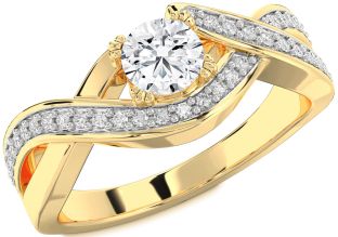 Diamond Gold Infinity Round Solitaire Engagement Ring