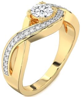 Diamond Gold Infinity Round Solitaire Engagement Ring