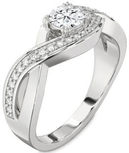 Diamond White Gold Infinity Round Solitaire Engagement Ring