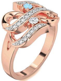 Diamond Rose Gold Infinity Round Two Stone Promise Ring