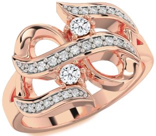 Diamond Rose Gold Infinity Round Two Stone Ring