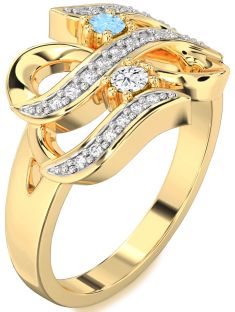 Diamond Gold Infinity Round Two Stone Promise Ring
