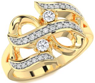 Diamond Gold Infinity Round Two Stone Ring