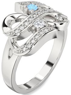 Diamond Platinum Infinity Round Two Stone Promise Ring