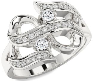 Diamond White Gold Infinity Round Two Stone Ring