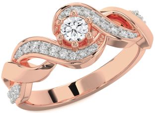 Diamond Rose Gold Knot Round Promise Ring
