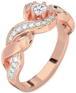 Diamond Rose Gold Knot Round Promise Ring